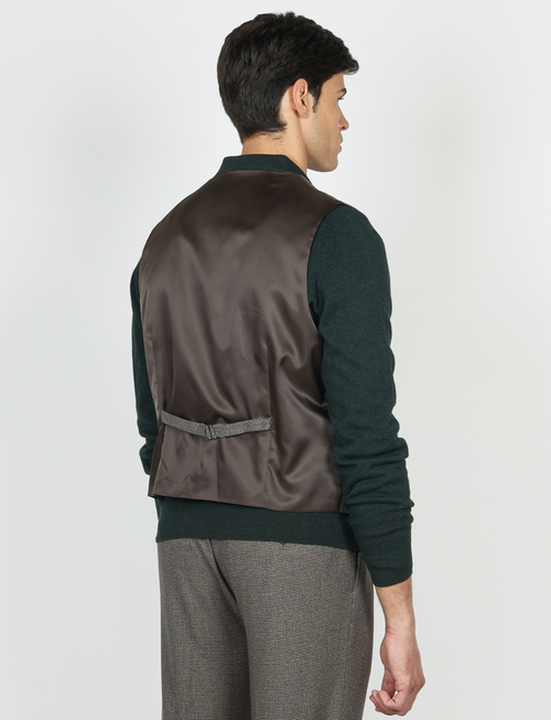 Gilet monopetto fantasia pied de poule |Colore:Fango