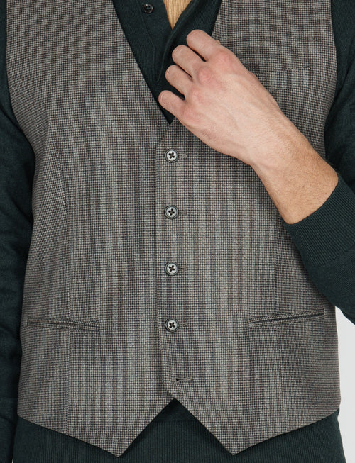 Gilet monopetto fantasia pied de poule |Colore:Fango