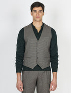 Gilet monopetto fantasia pied de poule |Colore:Fango
