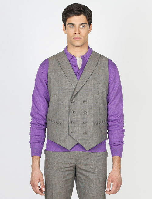 Gilet doppiopetto in fantasia principe di galles |Colore:Fango