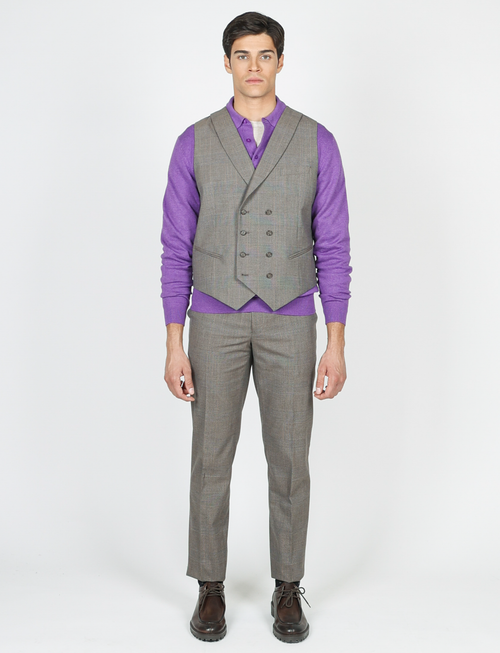 Gilet doppiopetto in fantasia principe di galles |Colore:Fango