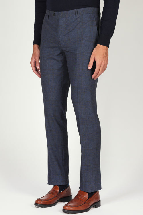 Pantaloni fantasia principe di galles |Colore:Blu