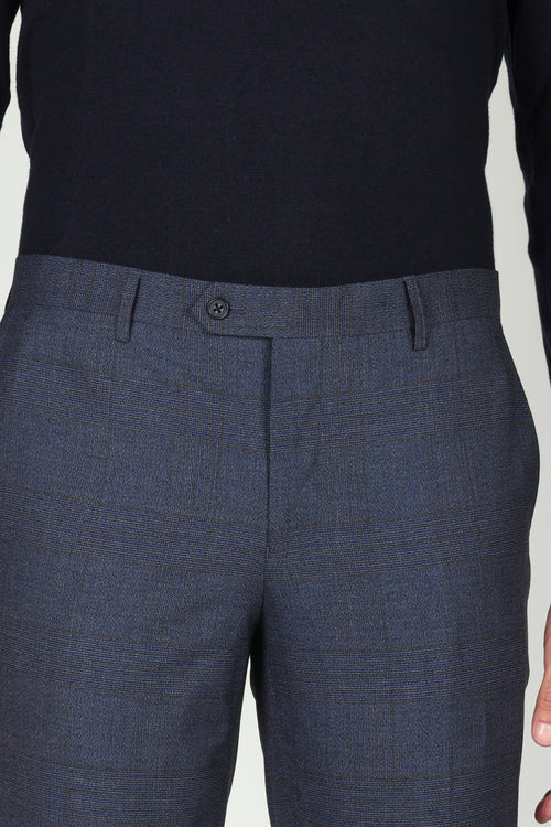 Pantaloni fantasia principe di galles |Colore:Blu