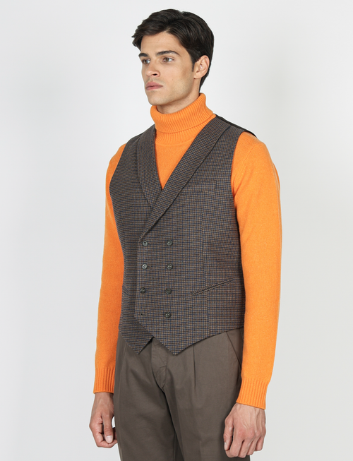Gilet doppiopetto fantasia micro pied de poule |Colore:Fango blu