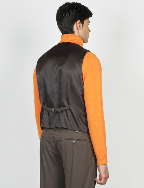 Gilet doppiopetto fantasia micro pied de poule |Colore:Fango blu