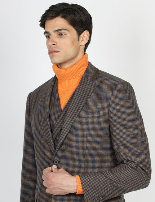 Giacca in lana micro pied de poule |Colore:Fango blu