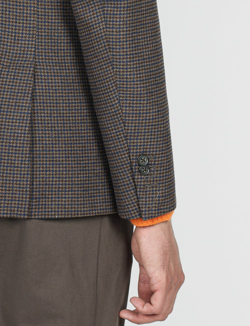 Giacca in lana micro pied de poule |Colore:Fango blu