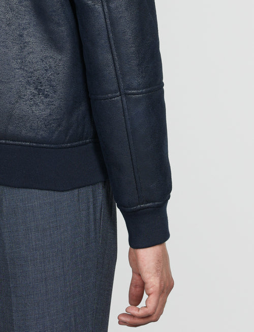 Giubbino in eco montone effetto scamosciato |Colore:Blu