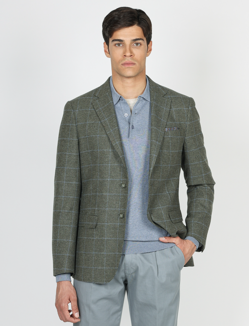 Giacca in lana fantasia pied de poule check |Colore:Salvia