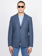 Giacca in lana tessuto diagonale |Colore:Denim