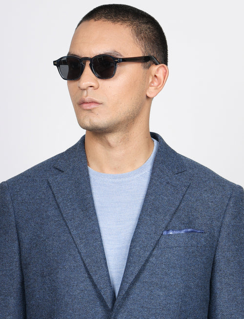 Giacca in lana tessuto diagonale |Colore:Denim