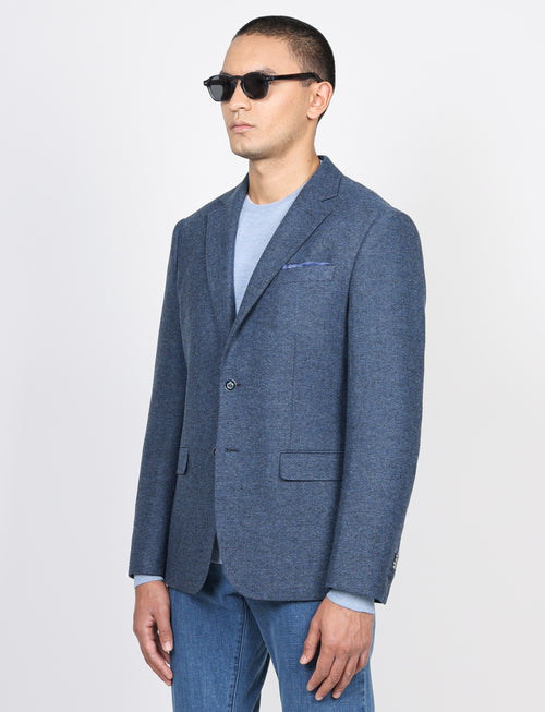 Giacca in lana tessuto diagonale |Colore:Denim