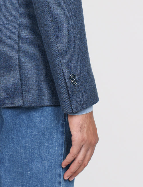Giacca in lana tessuto diagonale |Colore:Denim