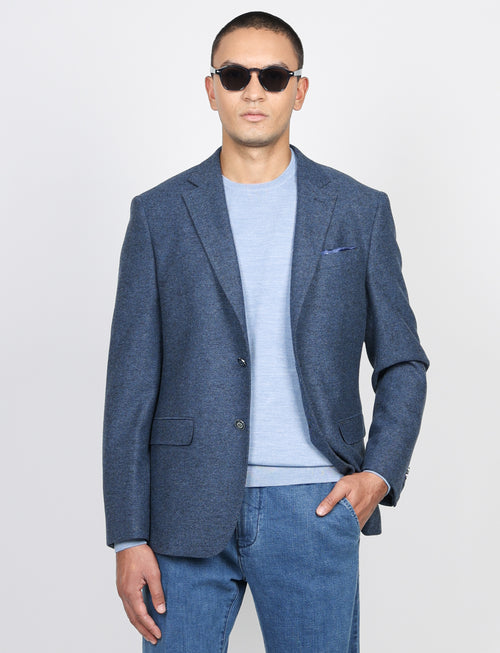 Giacca in lana tessuto diagonale |Colore:Denim