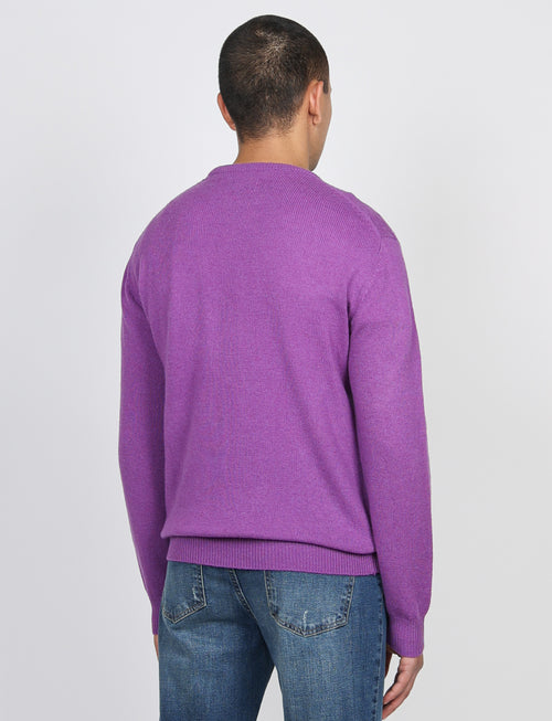 Maglia girocollo tinta unita in lana lambswool |Colore:Viola
