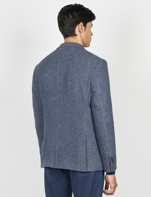 Giacca in lana tessuto spigato |Colore:Avio