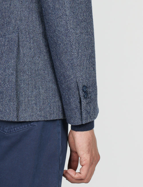Giacca in lana tessuto spigato |Colore:Avio