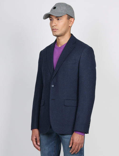 Giacca in lana dobby melange |Colore:Blu