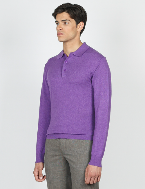 Polo in cotone e lana a maniche lunghe |Colore:Viola