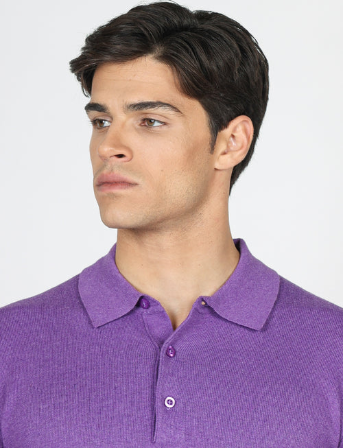 Polo in cotone e lana a maniche lunghe |Colore:Viola
