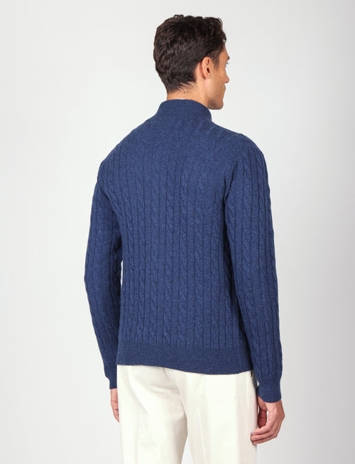 Cardigan in lana lambswool a trecce |Colore:Bluette