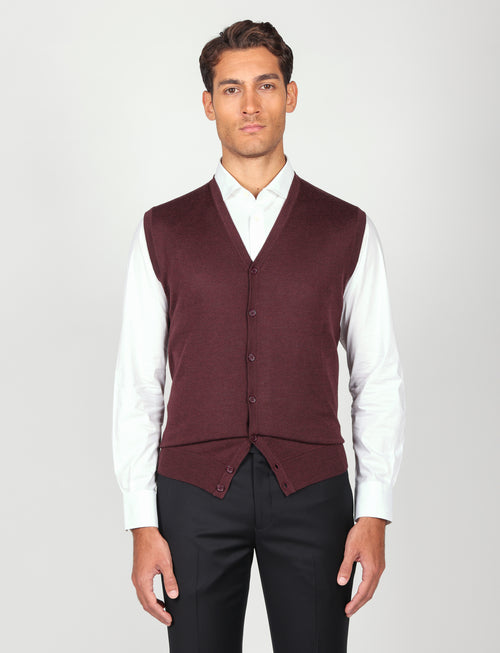Gilet in lana merinos con bottoni |Colore:Bordo