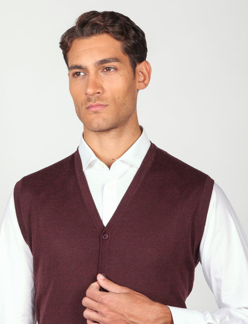 Gilet in lana merinos con bottoni |Colore:Bordo