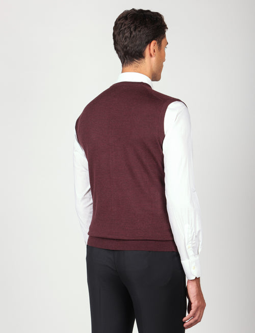 Gilet in lana merinos con bottoni |Colore:Bordo