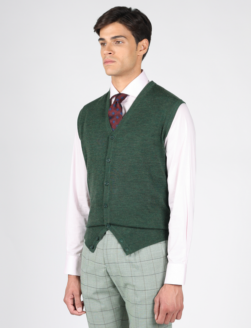 Gilet in lana merinos con bottoni |Colore:Verde