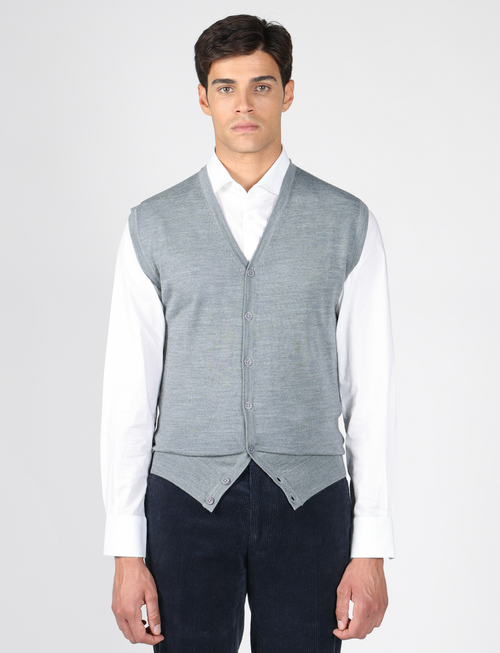 Gilet in lana merinos con bottoni |Colore:Grigio medio