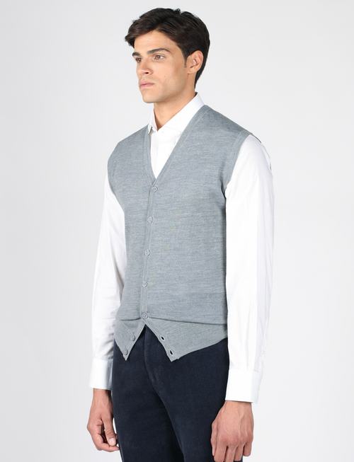 Gilet in lana merinos con bottoni |Colore:Grigio medio