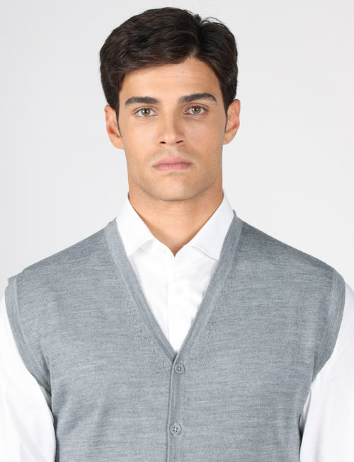 Gilet in lana merinos con bottoni |Colore:Grigio medio