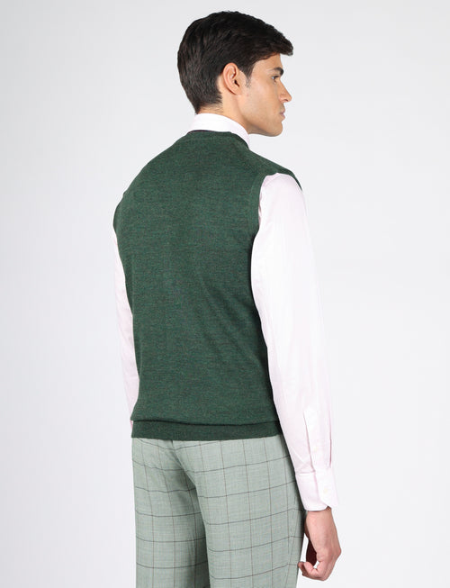 Gilet in lana merinos con bottoni |Colore:Verde