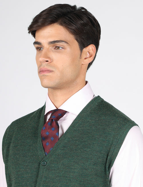 Gilet in lana merinos con bottoni |Colore:Verde