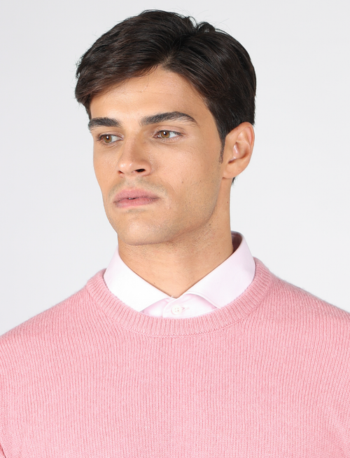 Maglia girocollo tinta unita in lana lambswool |Colore:Rosa