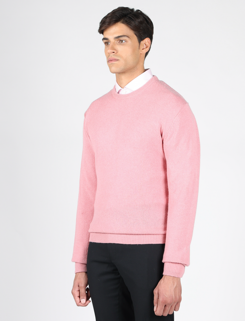 Maglia girocollo tinta unita in lana lambswool |Colore:Rosa