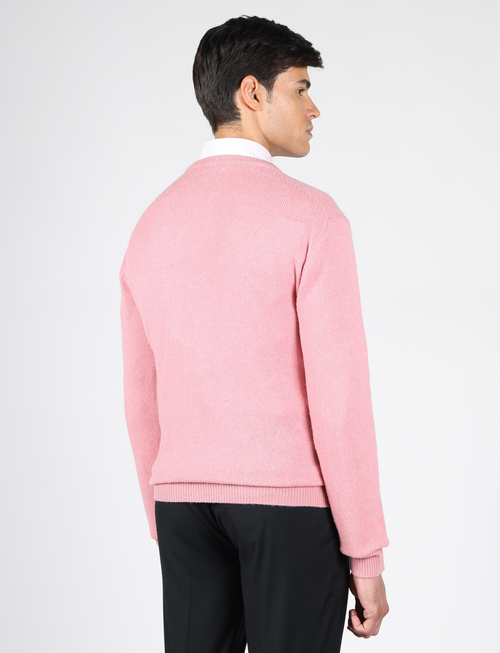 Maglia girocollo tinta unita in lana lambswool |Colore:Rosa