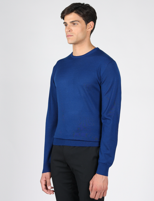 Maglia girocollo in lana merinos |Colore:Royal