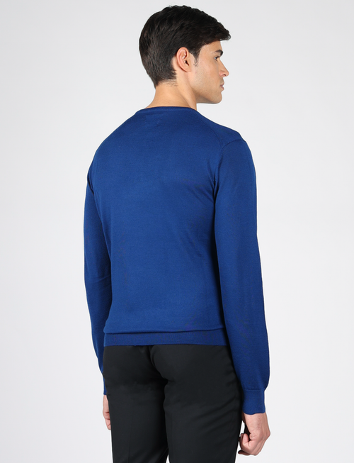 Maglia girocollo in lana merinos |Colore:Royal