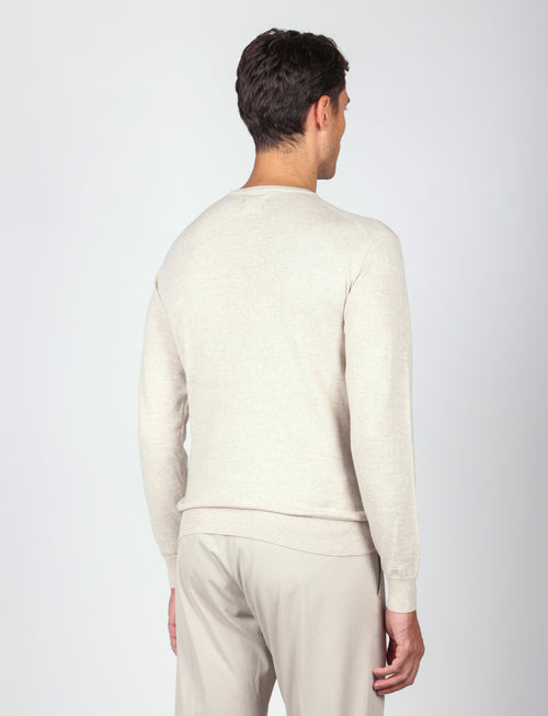 Maglia girocollo in lana merinos |Colore:Panna