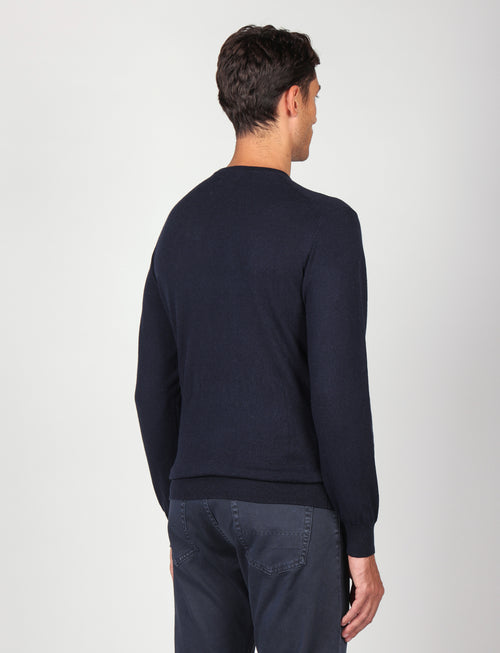 Maglia girocollo in lana merinos |Colore:Blu