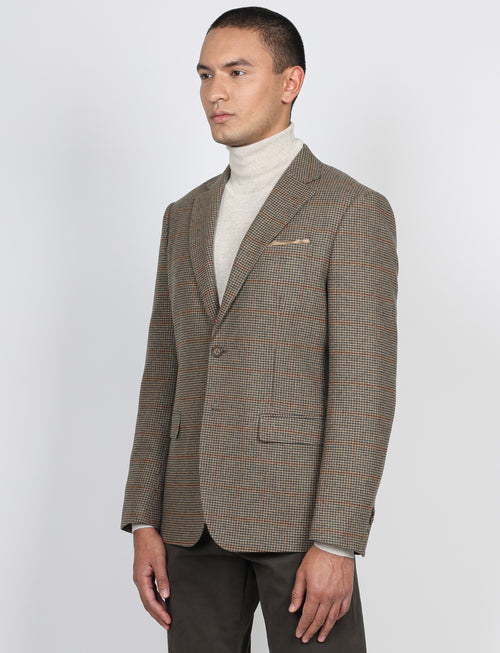 Giacca in lana fantasia pied de poule check |Colore:Cammello