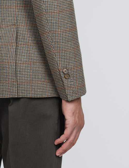 Giacca in lana fantasia pied de poule check |Colore:Cammello