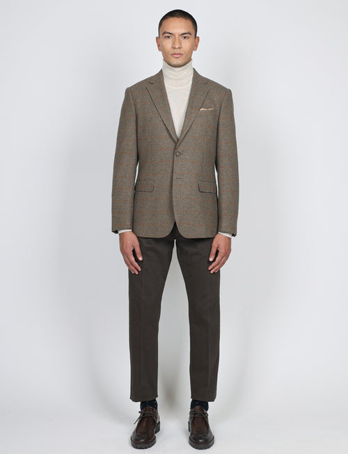 Giacca in lana fantasia pied de poule check |Colore:Cammello