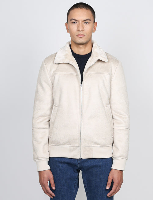 Giubbino in eco montone effetto scamosciato |Colore:Panna