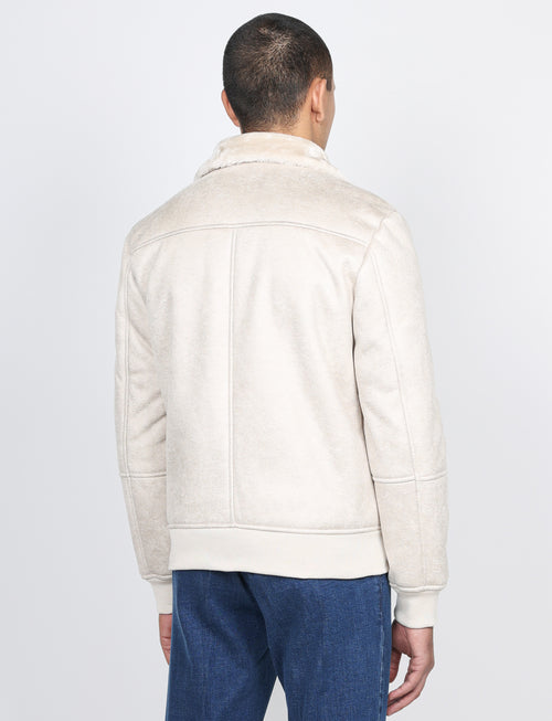 Giubbino in eco montone effetto scamosciato |Colore:Panna