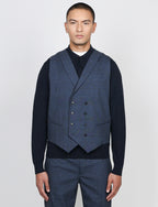Gilet doppiopetto in fantasia principe di galles |Colore:Blu