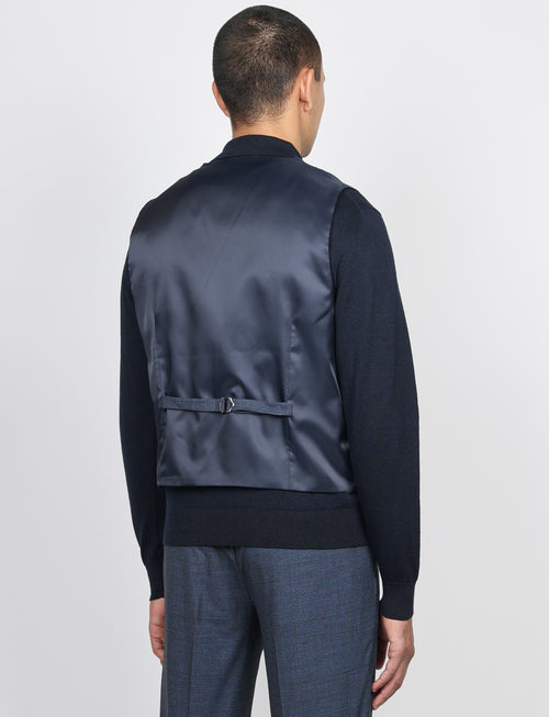Gilet doppiopetto in fantasia principe di galles |Colore:Blu