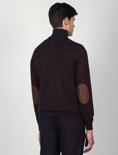 Maglia mezza zip in cotone e lana |Colore:Bordo