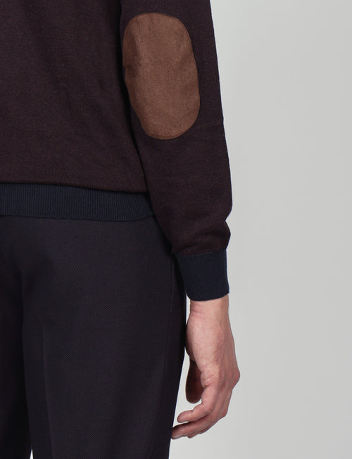 Maglia mezza zip in cotone e lana |Colore:Bordo